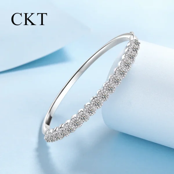 Platinum Pt950 New High Quality 2.48 Carat D Color Moissanite Bangles for Women Light Luxury High Extreme Full Star Fine Jewelry