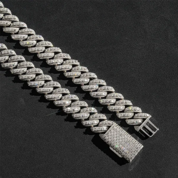 20mm Baguettes Moissanite Cuban Chain Bracelet Necklace S925 Silver Iced Out For Men Women Hip Hop Jewelry Pass Diamonds Tester